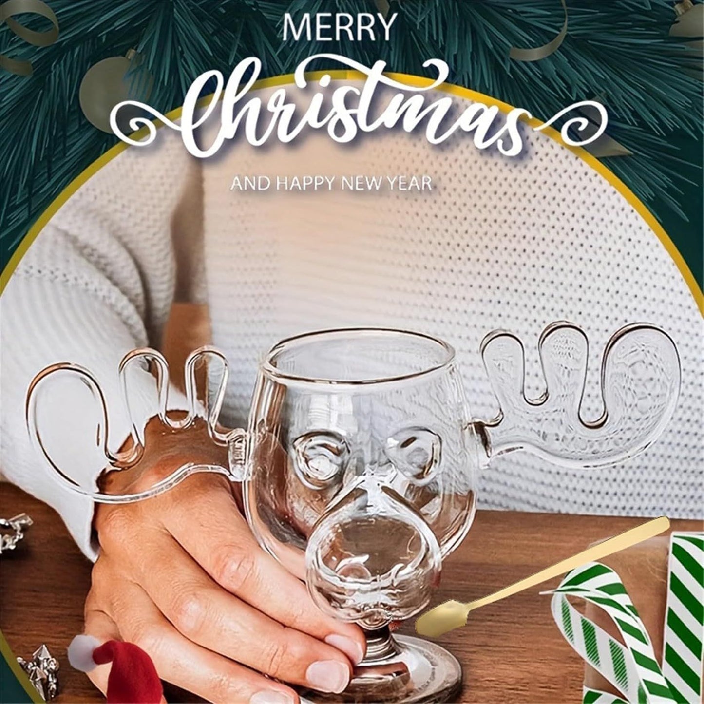 240ml Taça de Vinho Elk Copo de Suco para Coquetel ou Colher de Gato Caneca de Rena Copos de Água Leite Uísque Utensílios de Bar Copos de Dose Presentes de Natal