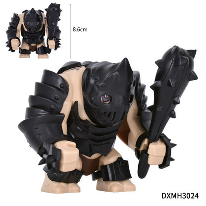 Medieval Cave Troll Building Blocks Weathered Rust Armor Rich Accessories Large Posable Brick Figure Fantasy Collectible Toy
