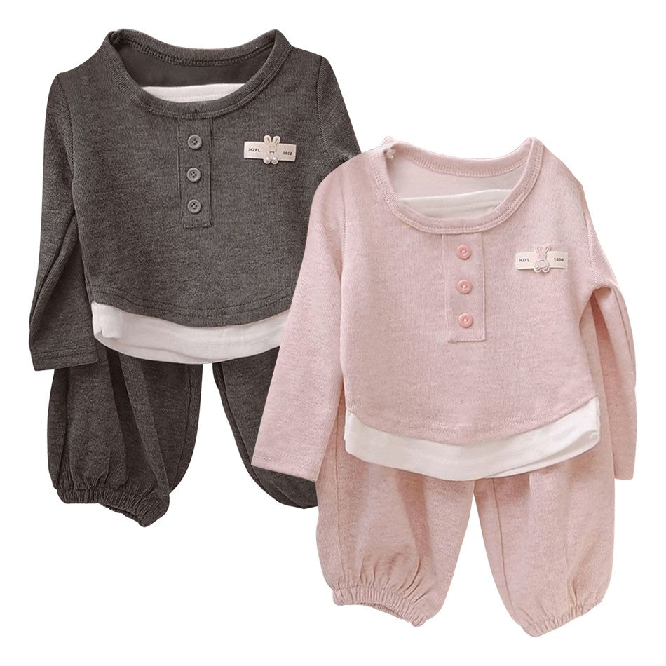 Girls Autumn Outfits Fashionable False Two-Piece Tops and Pants 2 Piece Set Stylish Korean Style Kids Clothing Cute Fall Clothes