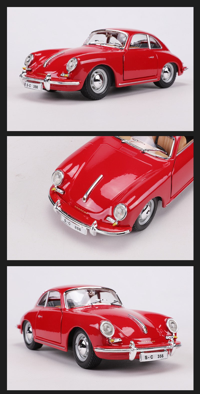 Burago 1:24 1961 Porsche 356B Coupé Modelo em Liga #22079
