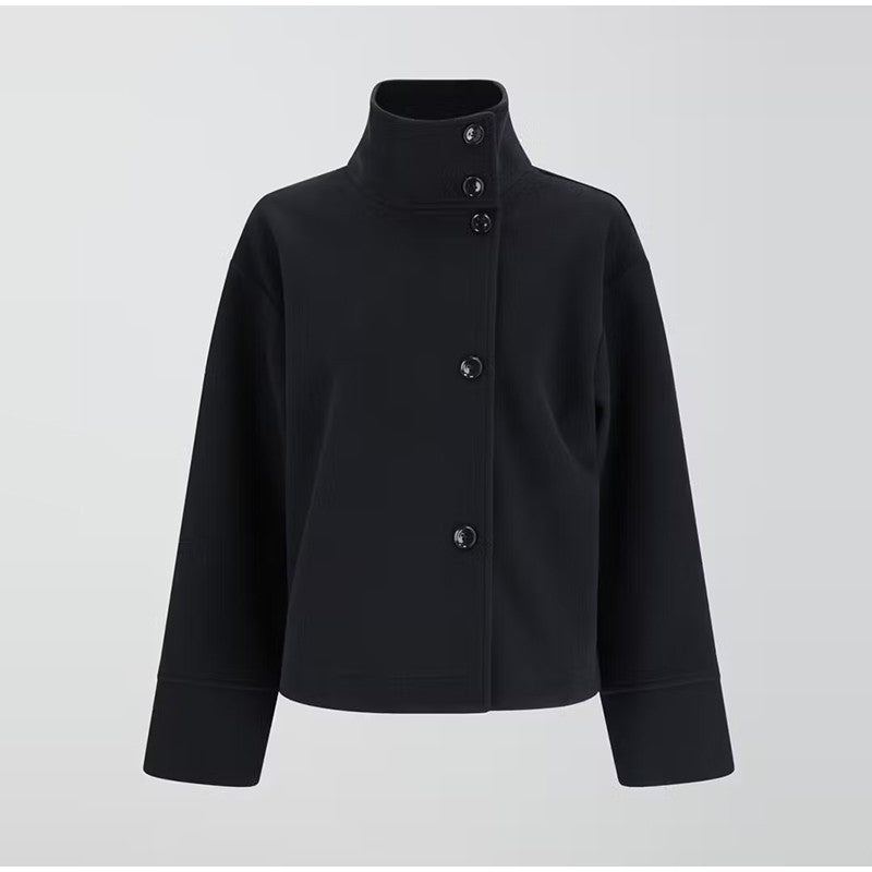 Fashion Stand Collar Solid Short Coat Women Casual Solid Single Breasted Loose Fit Coat 2025 Winter Chic Windproof Jackets