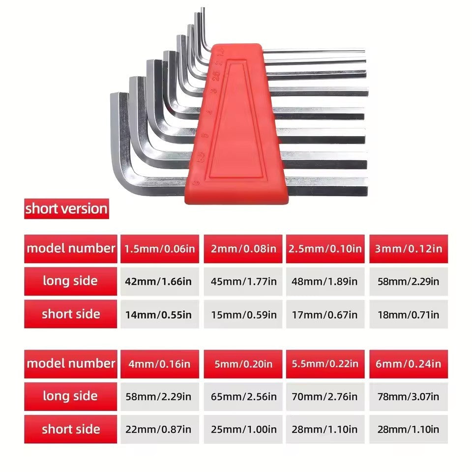 5/8/11 Peças Chave Allen Métrica Chave Polegada Chave L Chaves de Tamanho Conjunto de Ferramentas para Reparo Automotivo Ferramentas Manuais para Trabalho Doméstico
