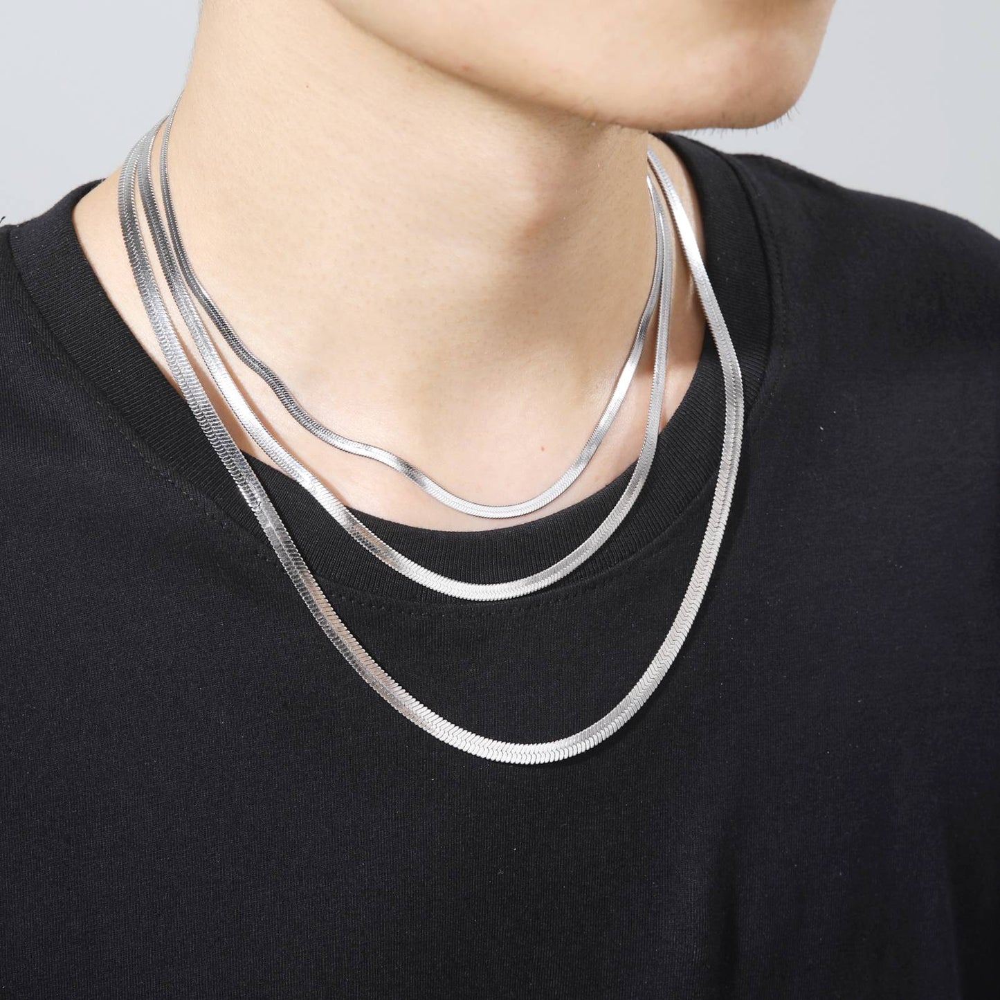 Colar Masculino Hip Hop Snake Chain Nova Moda Aço Inoxidável Cor Prata Acessórios de Joalheria Presente de Festa