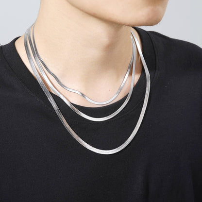Colar Masculino Hip Hop Snake Chain Nova Moda Aço Inoxidável Cor Prata Acessórios de Joalheria Presente de Festa
