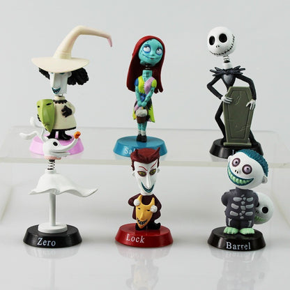 6 peças Disney O Estranho Mundo de Jack Jack Skellington Sally Boneco de Ação Anime Modelo Brinquedos Cosplay Bonecas Kawaii Presente Infantil