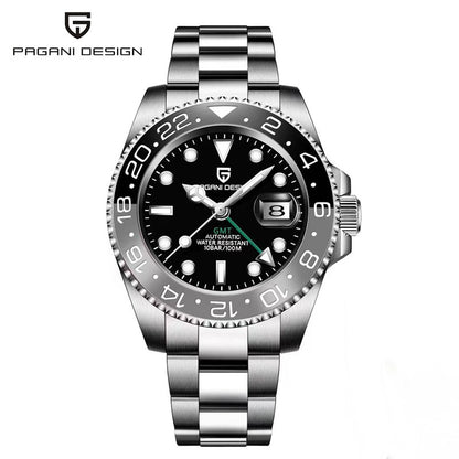 PAGANI DESIGN PD-1662 Luxury GMT Men Mechanical Wristwatch Sapphire Glass Stainless Steel 100M Waterproof Automatic Watches