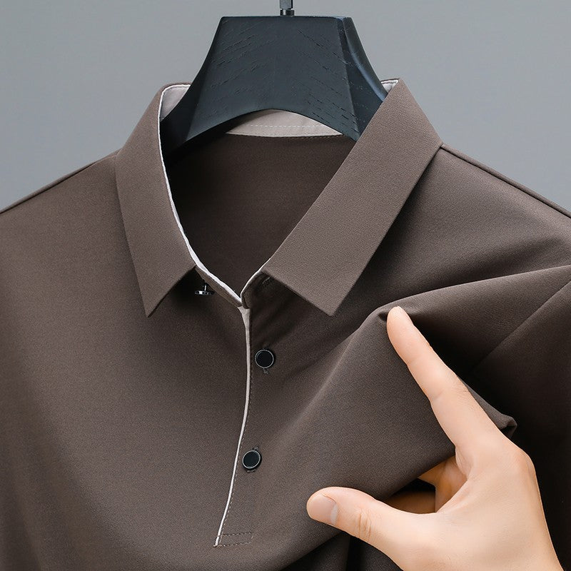 BROWON New Collection 2025 Golf Shirts Mens Short Sleeve Solid Color Turn Down Collar Business Plain Shirt for Man