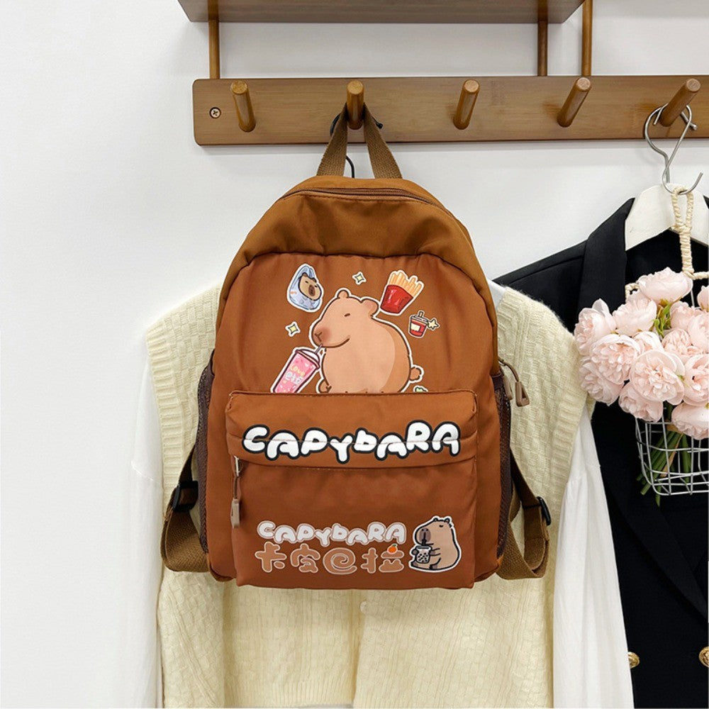 Creative Cute Capybara Backpack Large Capacity Cartoon Animal Lightweight Multi Functional Schoolbag  Kids Boys Girls Rucksack