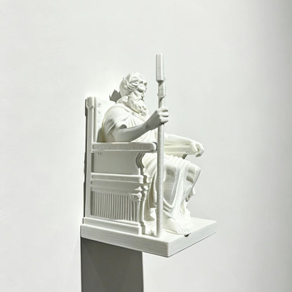 Greek God Zeus Statue on Throne, White 3D Print Sculpture, Ancient Greek Mythology Desktop Decor for Office Desk, Business Gift