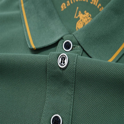 Men's Business Casual Short Sleeved Embroidered Solid Color Polo Shirt Fashionable Breathable Comfortable Summer Versatile Top