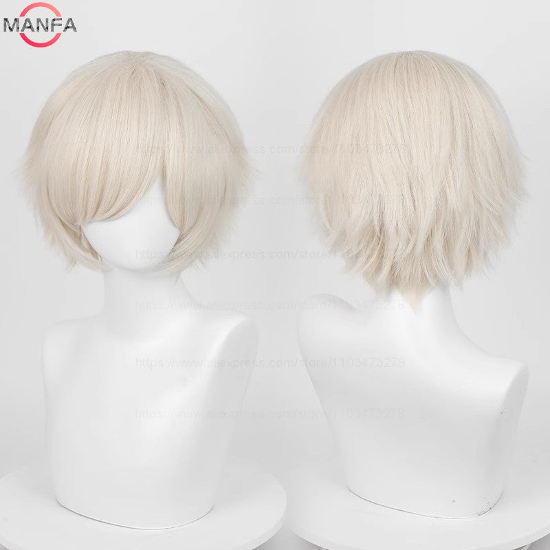 Anime 30cm Curta Reta Peruca Cosplay Preto Branco Verde Marrom Roxo Azul Cinza Vermelho Dourado Homens Mulheres Cabelo Sintético Resistente ao Calor