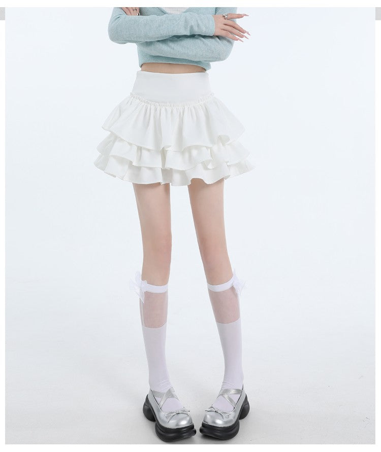 Seoulish Spring Summer Women's Cake Short Skirts 2025 New High Waist Vintage Black Korean Pleated Ball Gown Skirts Female