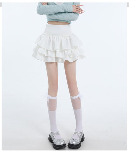 Seoulish Spring Summer Women's Cake Short Skirts 2025 New High Waist Vintage Black Korean Pleated Ball Gown Skirts Female