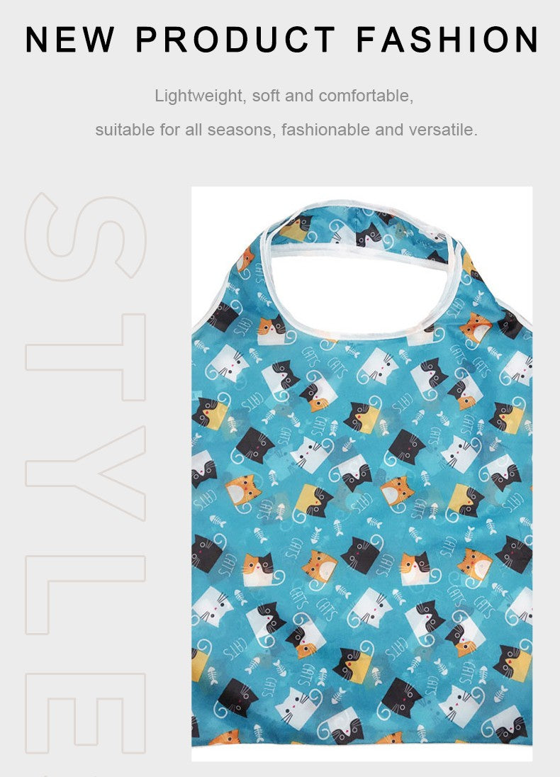 Reusable Shopping Bag Nylon Foldable Grocery Bag Creative Eco-Friendly Tote Bag Lightweight and Durable