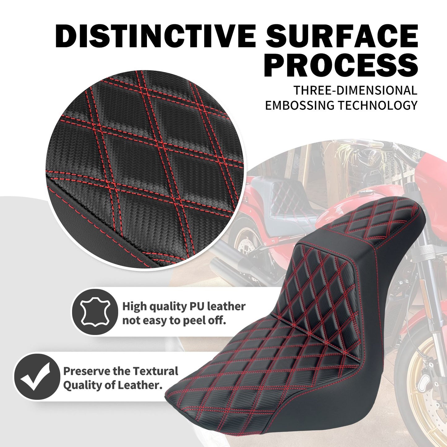 Banco do passageiro do motorista de duas pessoas da motocicleta Selim do piloto Banco dianteiro e traseiro para Harley Softail Fat Boy 2018-2025 Breakout FXBR 2023-25