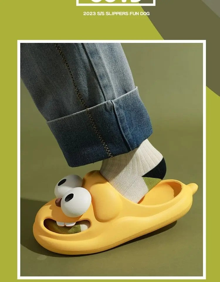 Tongue Kiss Slippers Big Eye Dog Slippers,Cute Funny Big Eye Dog Fun Cartoon Package Head Eva Slippers For Women