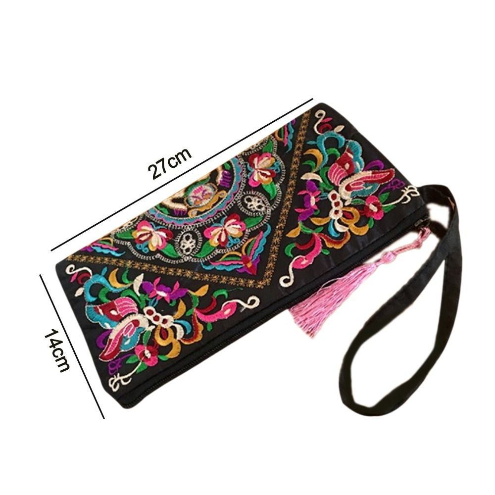 Ethnic Embroidered Small Flap Women  Handbag Coin Purse Lady Clutch Butterfly Flower Bags