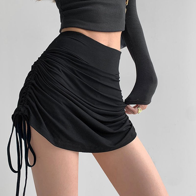 Sexy Bandage Summer Skirts Women Black High Waist Elastic Mini Skirt With shorts Hot Club A Line Slim Bodycon Skirts for Women