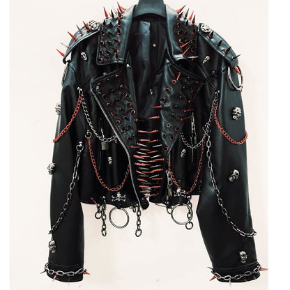 vintage Leather jacket Gothic Leather jacket Punk Leather jacketoversizeLeather jacket Rivet Leather jacket skull Leather jacket