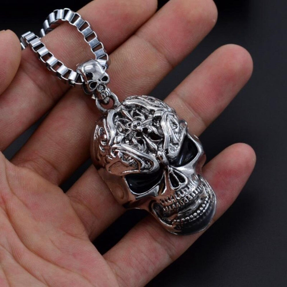 Colar de Caveira Vintage Hip Hop Maligna Pingente de Caveira de Metal Colar Gótico de Caveira Corrente de Caveira Moda Masculina e Feminina Joias Estilo Punk