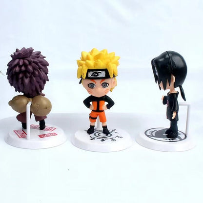 6 Peças/Lote NARUTO Sasuke Gaara Uchiha Madara Boneco 7-8cm 2 Estilos Base de Personalidade Miniaturas de Brinquedo de Presente
