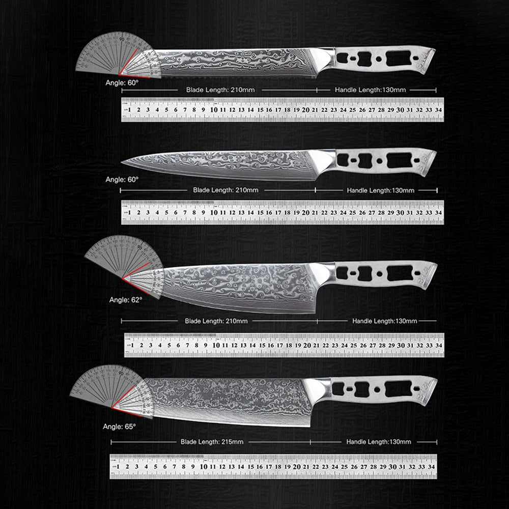 Lâmina Bruta para Facas de Cozinha TURWHO DIY, Aço Damasco 67 Camadas VG10, Faca Japonesa de Chef Santoku Kiritsuke para Fatiar e de Uso Geral
