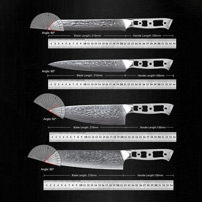Lâmina Bruta para Facas de Cozinha TURWHO DIY, Aço Damasco 67 Camadas VG10, Faca Japonesa de Chef Santoku Kiritsuke para Fatiar e de Uso Geral