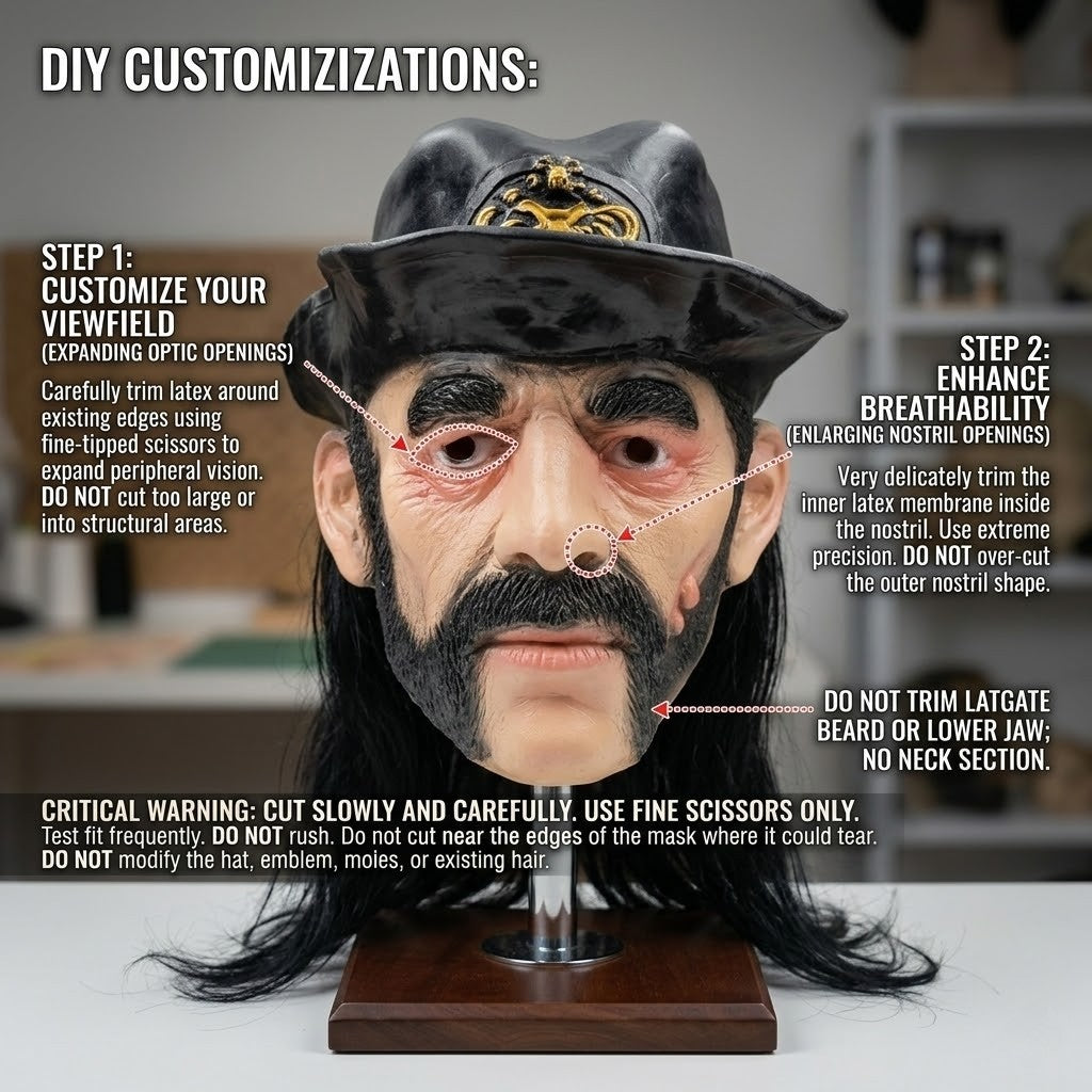 Motorhead Lemmy Mask Realistic Latex Figure Cosplay Head Cover For Halloween Shows Rock Band Fan Collection