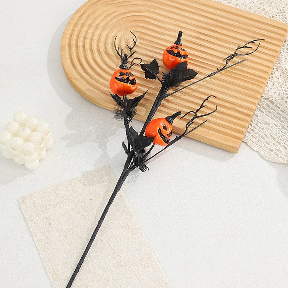 1PC Halloween Grimace Pumpkin Black Maple Horror Artificial Pumpkin Bouquet Autumn Home Ornaments Halloween Party Decorations