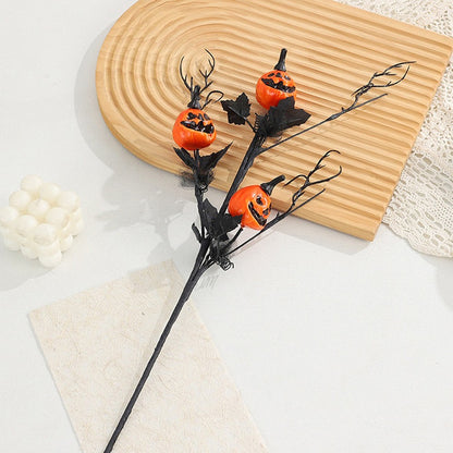 1PC Halloween Grimace Pumpkin Black Maple Horror Artificial Pumpkin Bouquet Autumn Home Ornaments Halloween Party Decorations