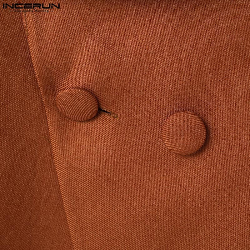 Casual Stylish Style Tops INCERUN New Men Asymmetrical Collar Suit Handsome Male Solid All-match Loose Long Sleeved Blazers 2025
