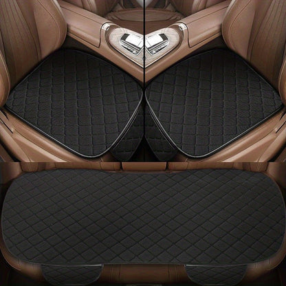 Kcimo 3Pcs Cotton and linen Car Seat Cover Set Universal Car Seat Cover Cushion Car Seat Protector Interior Car Accessories
