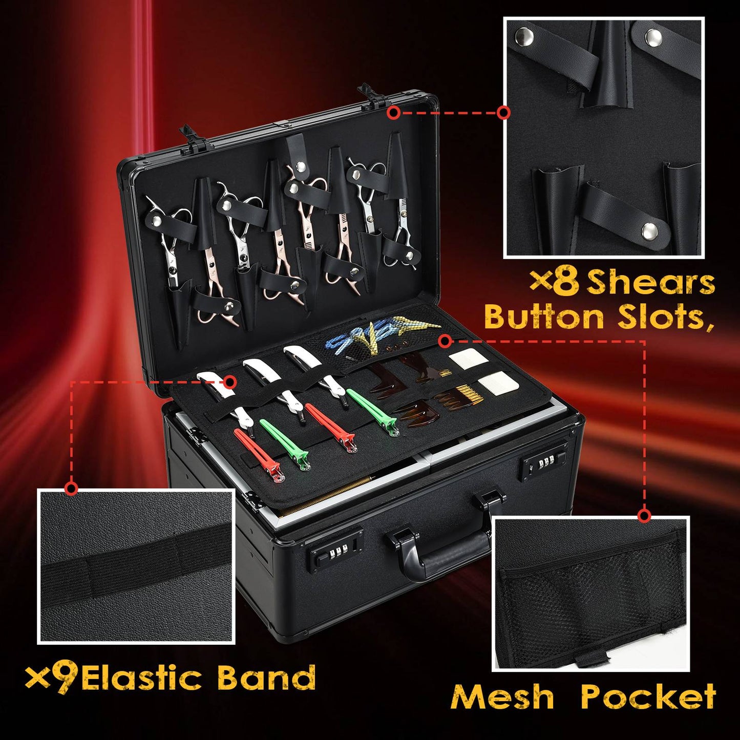 Maletas para Máquinas de Cortar Cabelo e Suprimentos Organizador de Ferramentas de Cabelo Maleta de Barbeiro para Viagem Maleta de Suprimentos Profissionais para Barbeiro