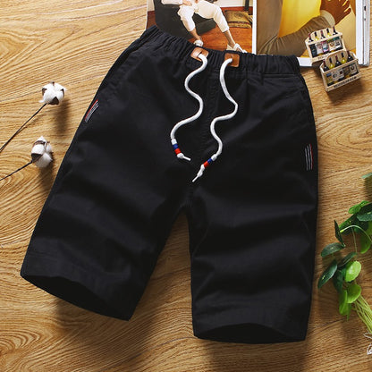 White Shorts Men Cotton Casual Shorts Bermudas Summer Slim Fit Drawstring Shorts Daily Wear Soft Touch and Comfortable Pants