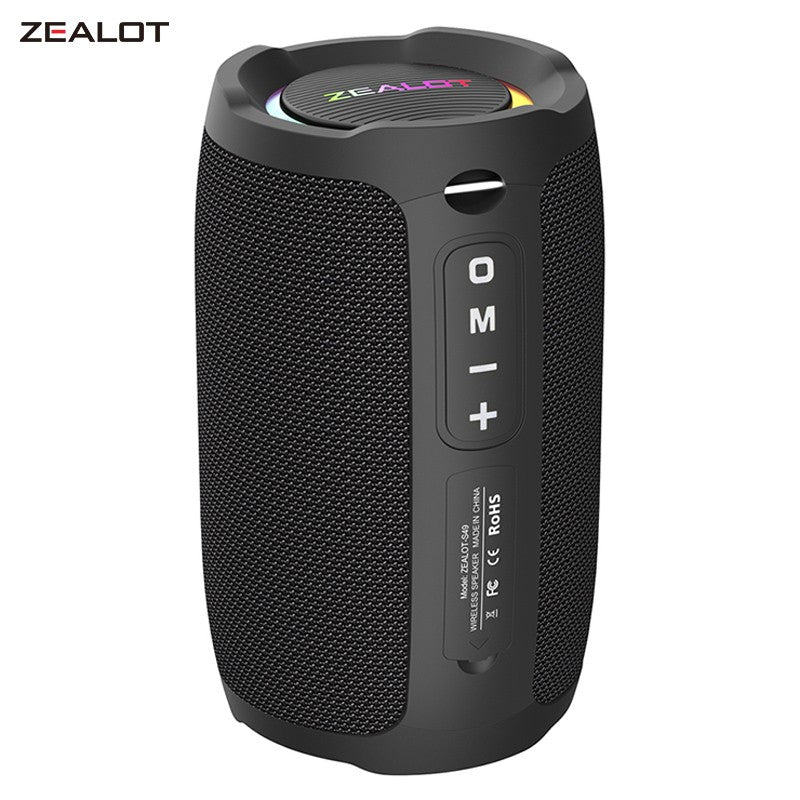Caixa de som Bluetooth portátil Zealot_S49 com som estéreo 360, 20W, IPX6 à prova d'água, Bluetooth 5.2, True Wireless Stereo