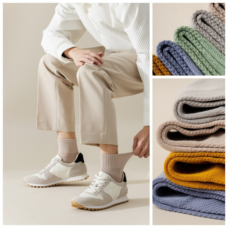 5/10 Pair Men's  Cotton Socks High Quality Breathable Mesh Socks Durable Solid Color Casual Socks Fashion Dress Socks Man