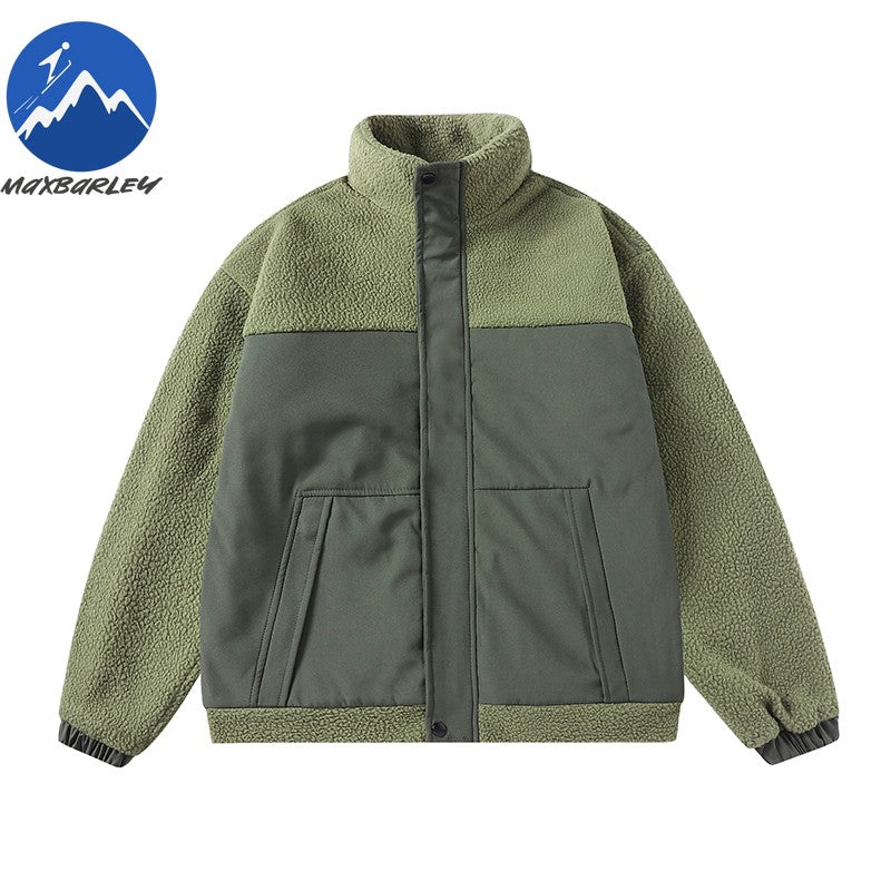 Maxbarley 2025 Winter Cotton Padded Jacket Men Brand Trendy Lambskin Cold-proof Windproof Jacket Casual Camping Ski Fleece Parka