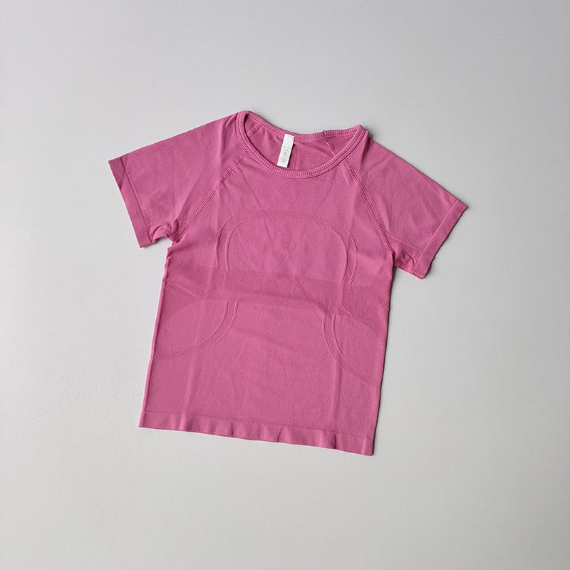 Sports Short-sleeved Women Casual Running T-shirt Tight Yoga Clothes Top Breathable Quick-drying Pilates Training Fitness Cloth