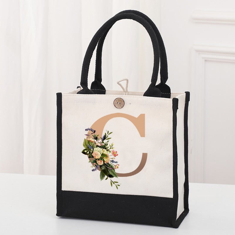 Fashionable new reusable shopping bag with initials for travel and large capacity storage bag
