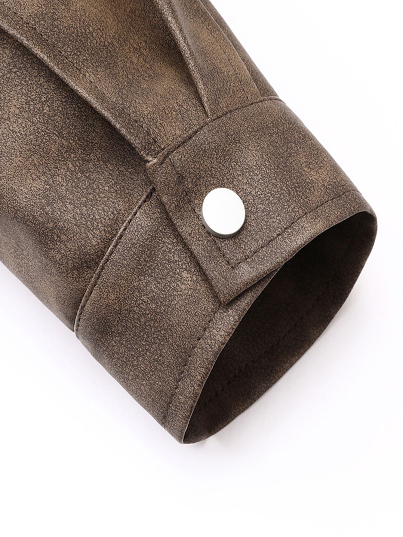 Plus Size Men's Casual Loose Fit Turndown Collar Motorcycle PU Leather Jacket, Suitable For Autumn, Zipper Front