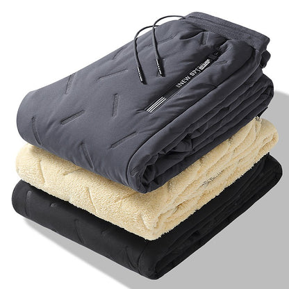 2025 Men's Winter Sweatpants Plush Thick Fleece Lambswool Thermal Casual Waterproof Windproof Warm  Trousers