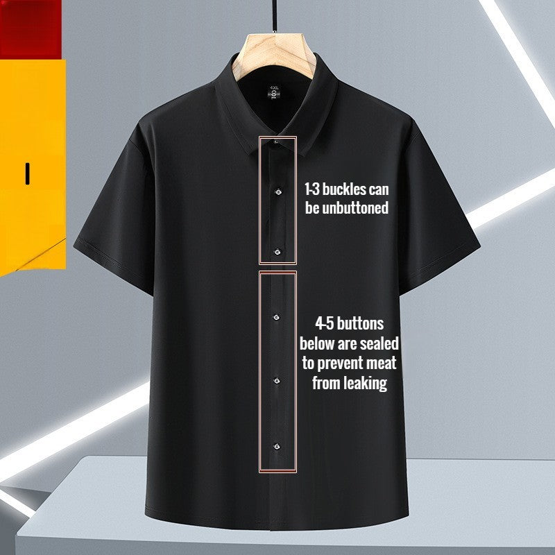 Ice Silk Summer Men's Dress Shirt Turn Down Collar Business Elastic Classic Top Male Plus Size Stretch 6XL 8XL 7XL 9XL 10XL 11XL