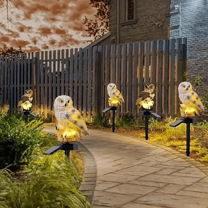 1pc Solar-Powered LED Owl Garden Stake Light - Realistic Outdoor Landscape Lighting with Automatic Switch