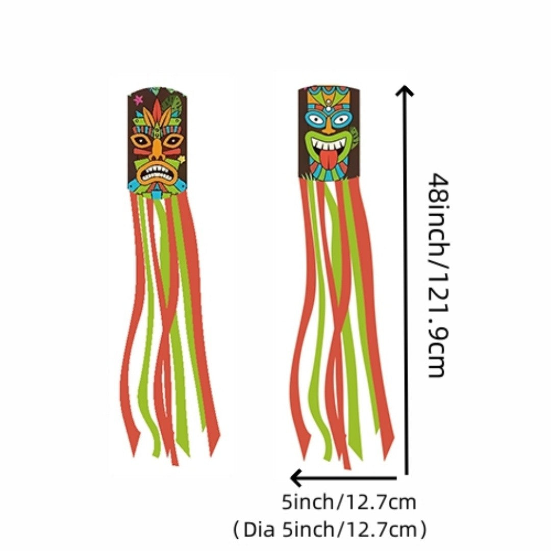 1 pcs Luan Tiki Totem Outdoor Windsock ,Tropical Party Celebration Garden Windsock decoration Aloha Hawaiian Ocean Decor