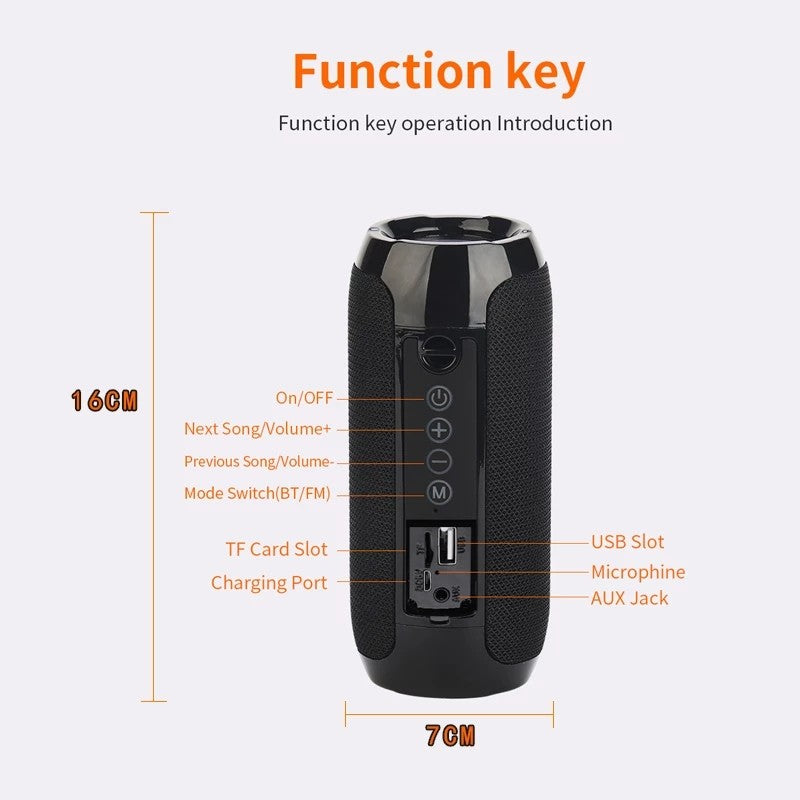 Caixa De Som Bluetooth Portátil Sem Fio Alto-falante Música Subwoofer Rádio FM Áudio Bluetooth Chamada Viva-voz Baffe