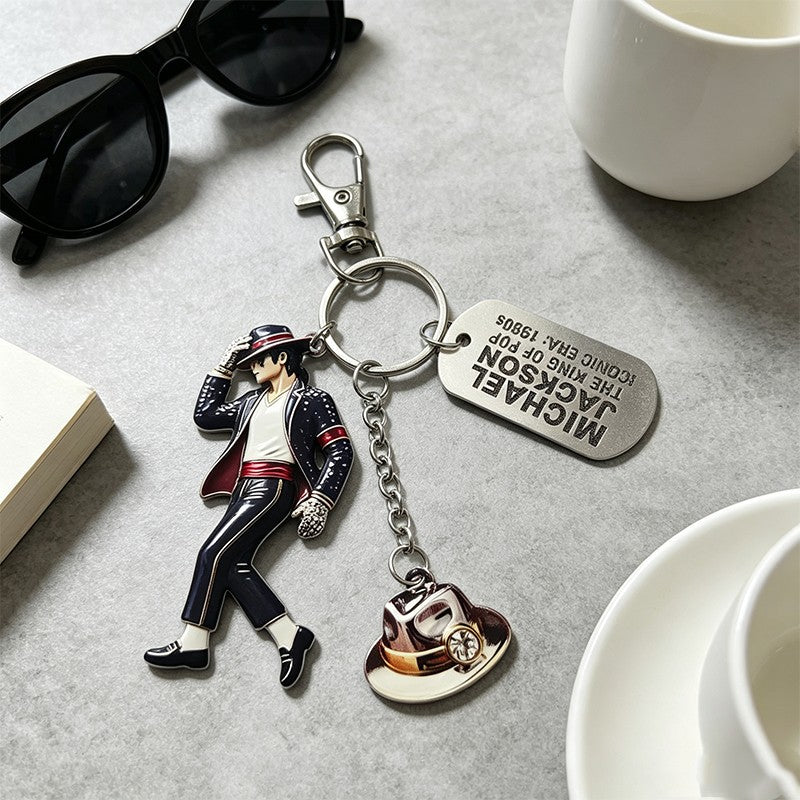 Michael Jackson Keychain Classic Dance King Pendant Key Ring Fashion Singer Key Chain Music Idol Keychain For Home Decoration