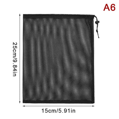 Black White Durable Mesh Drawstring Bag Storage Pouch Multi Purpose Home Travel Outdoor Activity Laundry Bag Stuff Sack
