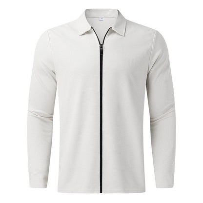 2024Summer Popular Waffle Outdoor Polo Collar Jacket Men's Coat Nick Garment Casual Sports Zipper Cardigan Long Sleeve Coat