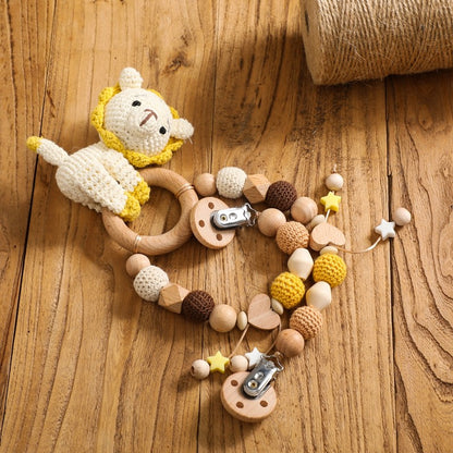 Baby Crochet Stroller Toys Wooden Hanging Ocean Stroller Teething Rattle Bell Animal Mobiles Gym Stroller Pendants Gifts Toys