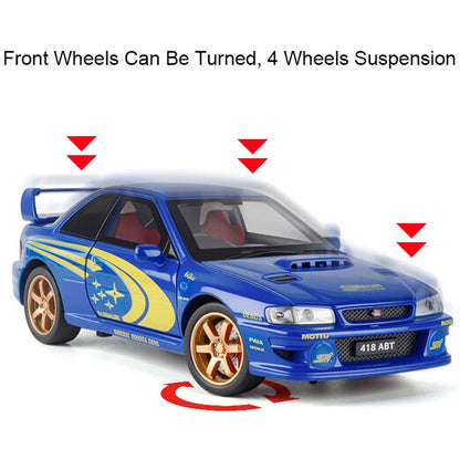 1:32 Subaru Impreza Modelo de Brinquedo de Carro Esportivo de Liga Leve, Carro Superesportivo em Miniatura Fundido com Luz e Som, Portas que Abrem e Fricção para Presentes Infantis